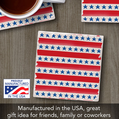 Thirstystone Star Stripe Single Tumbled Tile Coaster 4" Square Manufactured in the USA Create Your Own Set