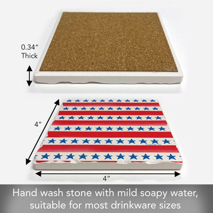 Thirstystone Star Stripe Single Tumbled Tile Coaster 4" Square Manufactured in the USA Create Your Own Set