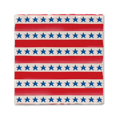 Thirstystone Star Stripe Single Tumbled Tile Coaster 4" Square Manufactured in the USA Create Your Own Set