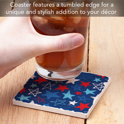 Thirstystone Patriotic Stars Single Tumbled Tile Coaster 4" Square Manufactured in the USA Create Your Own Set