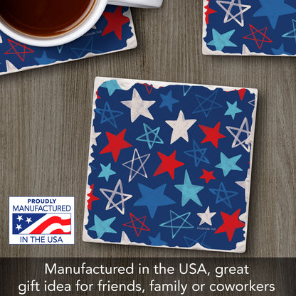 Thirstystone Patriotic Stars Single Tumbled Tile Coaster 4" Square Manufactured in the USA Create Your Own Set