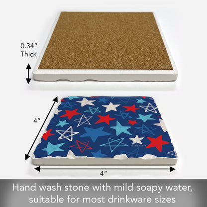Thirstystone Patriotic Stars Single Tumbled Tile Coaster 4" Square Manufactured in the USA Create Your Own Set