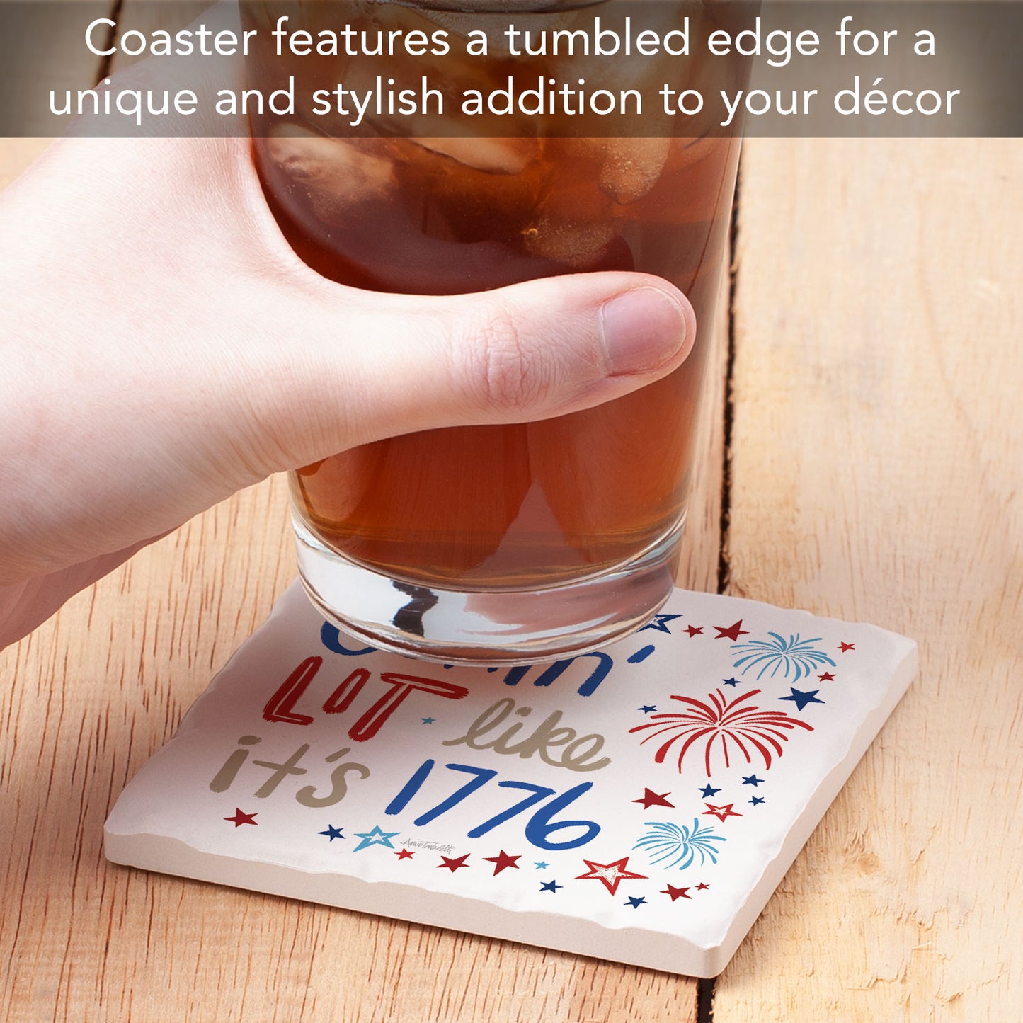 Thirstystone Gettin' Lit Single Tumbled Tile Coaster 4" Square Manufactured in the USA Create Your Own Set