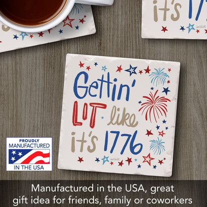 Thirstystone Gettin' Lit Single Tumbled Tile Coaster 4" Square Manufactured in the USA Create Your Own Set