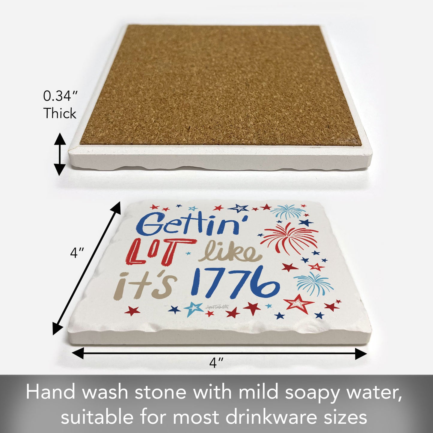 Thirstystone Gettin' Lit Single Tumbled Tile Coaster 4" Square Manufactured in the USA Create Your Own Set