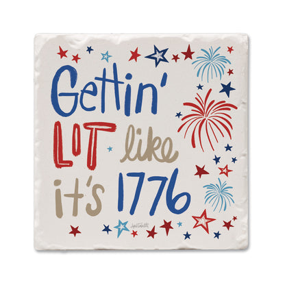 Thirstystone Gettin' Lit Single Tumbled Tile Coaster 4" Square Manufactured in the USA Create Your Own Set