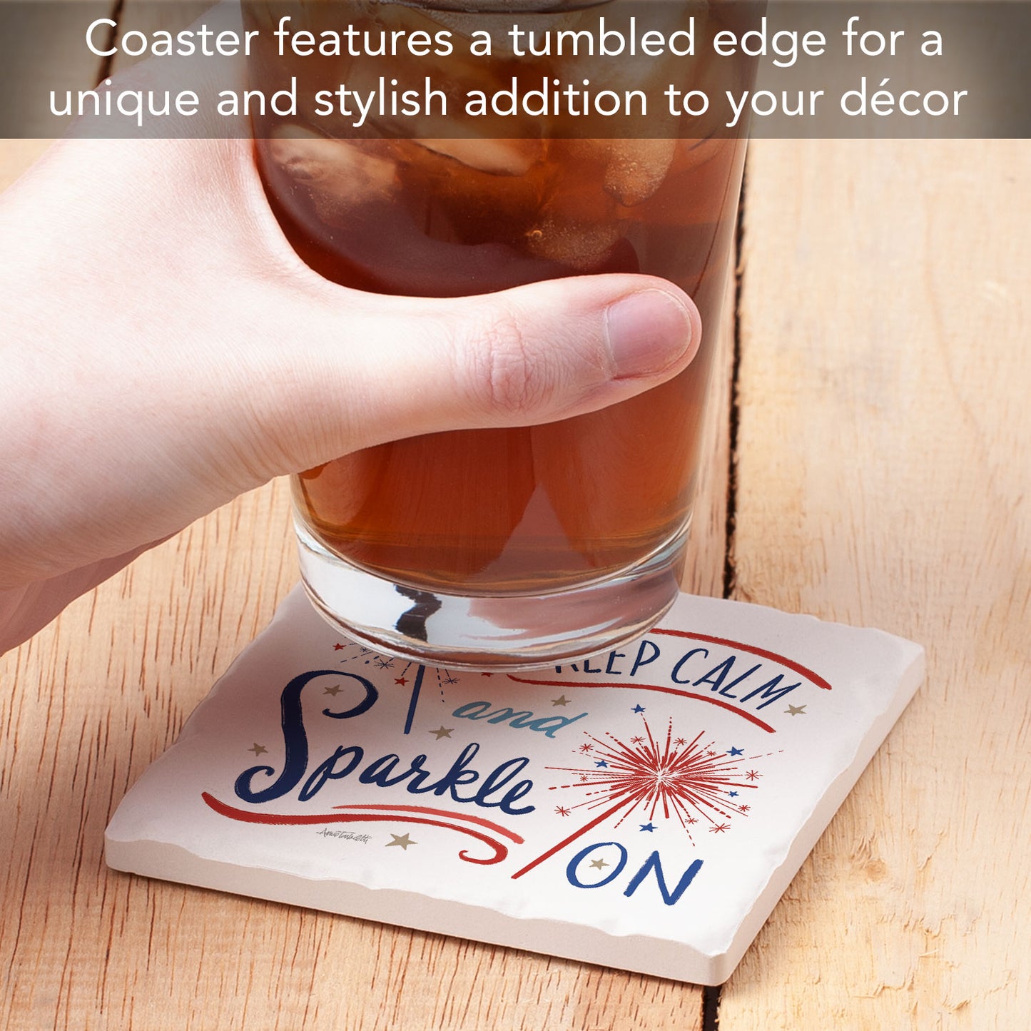 Thirstystone Sparkle On Single Tumbled Tile Coaster 4" Square Manufactured in the USA Create Your Own Set