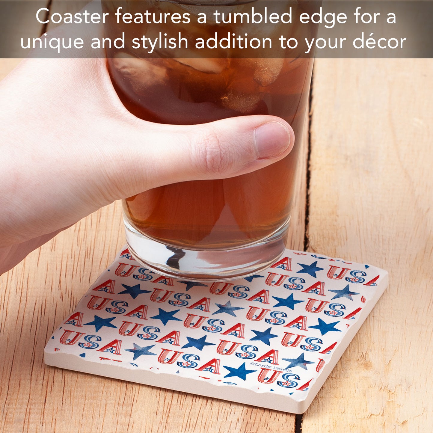 Thirstystone USA Repeat Single Tumbled Tile Coaster 4" Square Manufactured in the USA Create Your Own Set