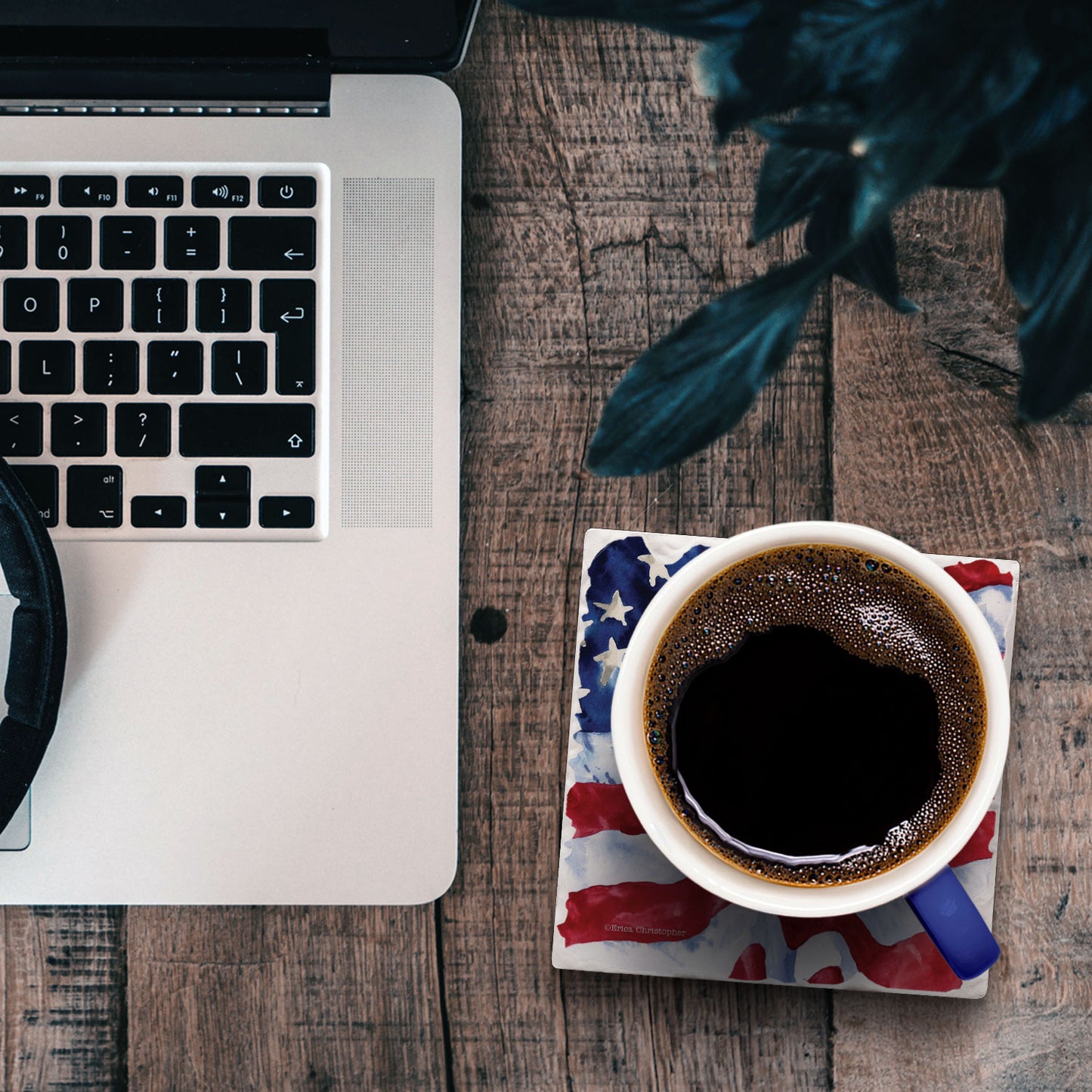 Thirstystone Waving Flag Single Tumbled Tile Coaster 4" Square Manufactured in the USA Create Your Own Set