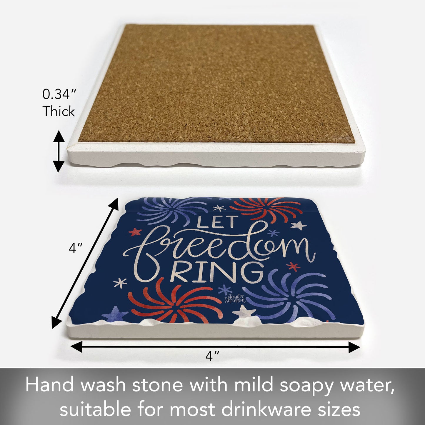 Thirstystone Freedom Ring Single Tumbled Tile Coaster 4" Square Manufactured in the USA Create Your Own Set
