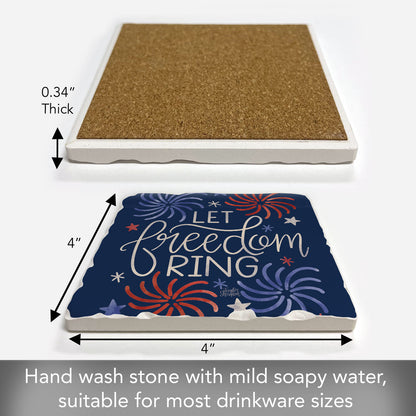 Thirstystone Freedom Ring Single Tumbled Tile Coaster 4" Square Manufactured in the USA Create Your Own Set