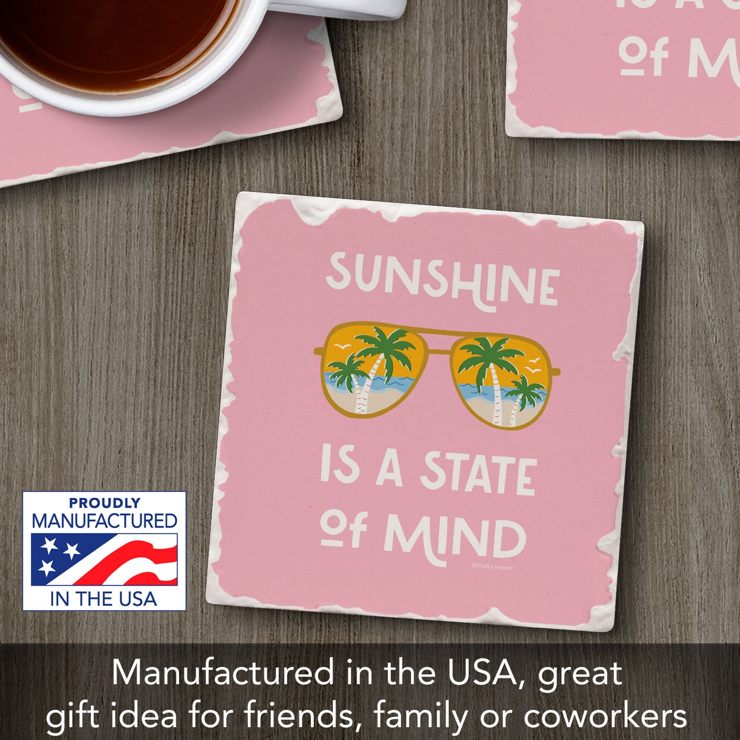 Thirstystone Sunshine State of Mind Single Tumbled Tile Coaster 4" Square Create Your Own Collection