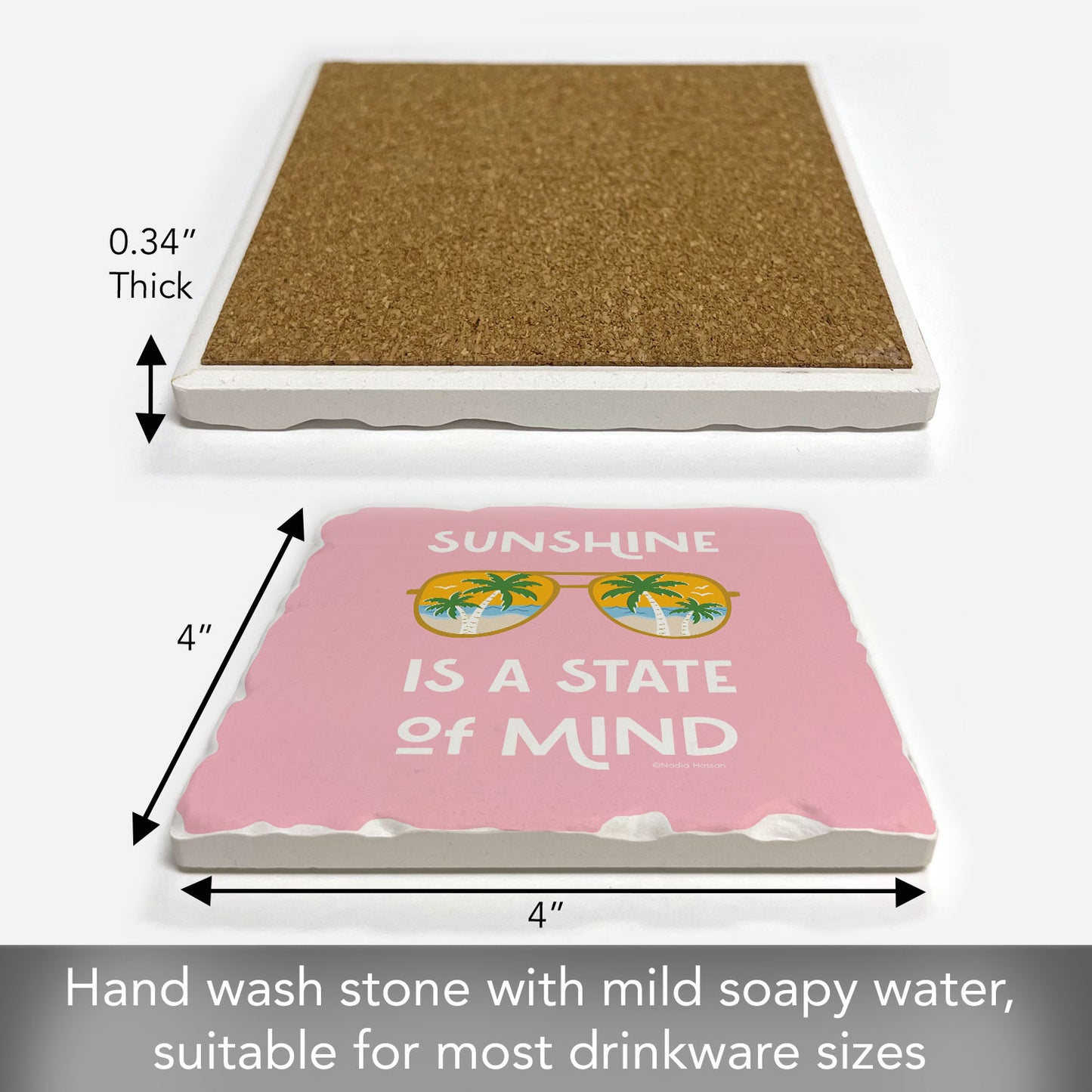 Thirstystone Sunshine State of Mind Single Tumbled Tile Coaster 4" Square Create Your Own Collection
