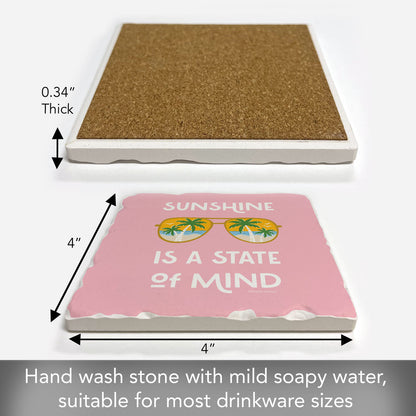 Thirstystone Sunshine State of Mind Single Tumbled Tile Coaster 4" Square Create Your Own Collection