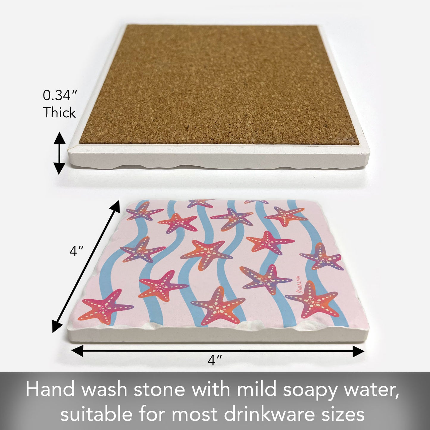 Thirstystone Ocean Breeze Single Tumbled Tile Coaster 4" Square Create Your Own Collection