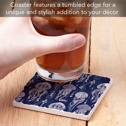 Thirstystone Jellyfish Bloom Single Tumbled Tile Coaster 4" Square Create Your Own Collection