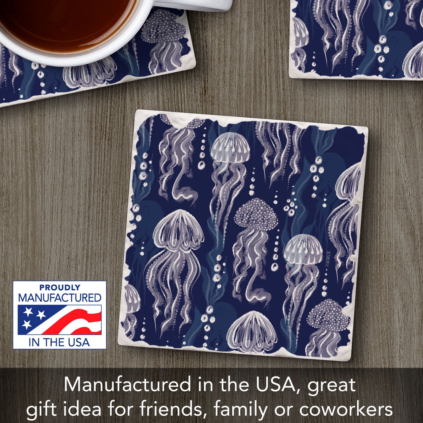 Thirstystone Jellyfish Bloom Single Tumbled Tile Coaster 4" Square Create Your Own Collection