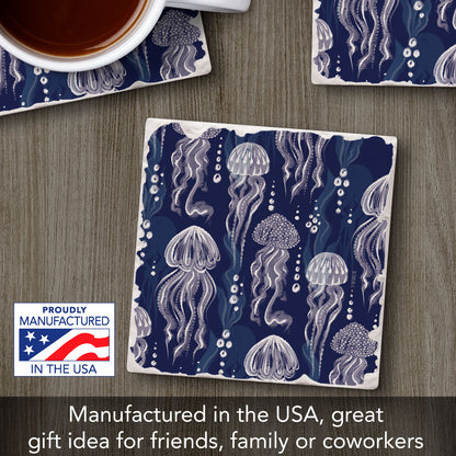 Thirstystone Jellyfish Bloom Single Tumbled Tile Coaster 4" Square Create Your Own Collection