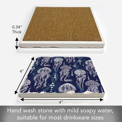 Thirstystone Jellyfish Bloom Single Tumbled Tile Coaster 4" Square Create Your Own Collection