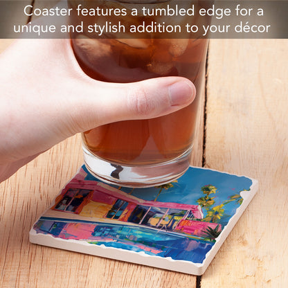 Thirstystone Pink Coastal Home Single Tumbled Tile Coaster 4" Square Create Your Own Collection