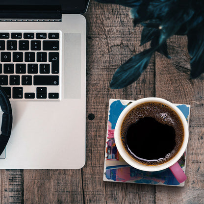 Thirstystone Pink Coastal Home Single Tumbled Tile Coaster 4" Square Create Your Own Collection