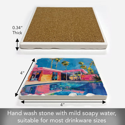 Thirstystone Pink Coastal Home Single Tumbled Tile Coaster 4" Square Create Your Own Collection