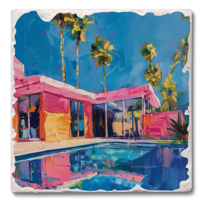 Thirstystone Pink Coastal Home Single Tumbled Tile Coaster 4" Square Create Your Own Collection