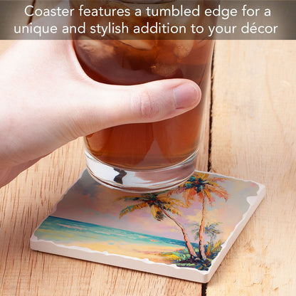 Thirstystone Coastal Scene Single Tumbled Tile Coaster 4" Square Create Your Own Collection