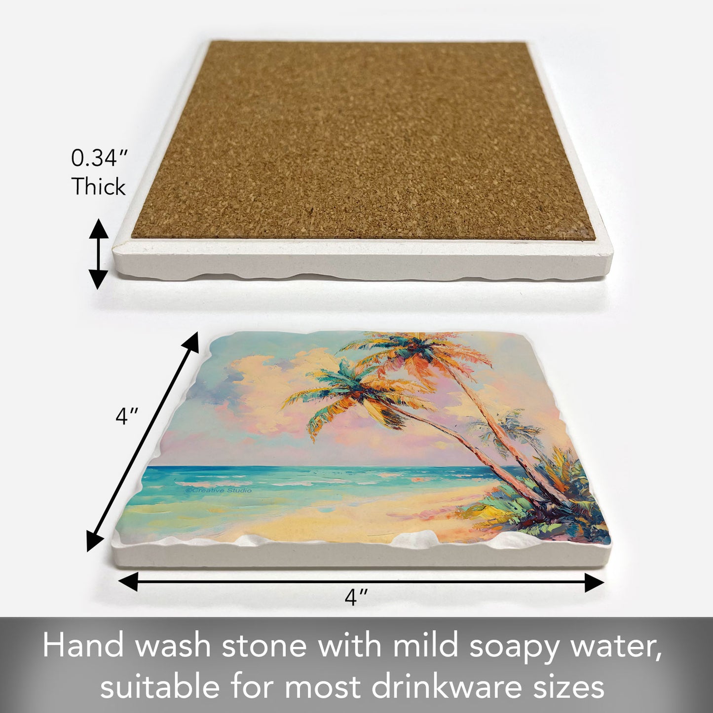 Thirstystone Coastal Scene Single Tumbled Tile Coaster 4" Square Create Your Own Collection