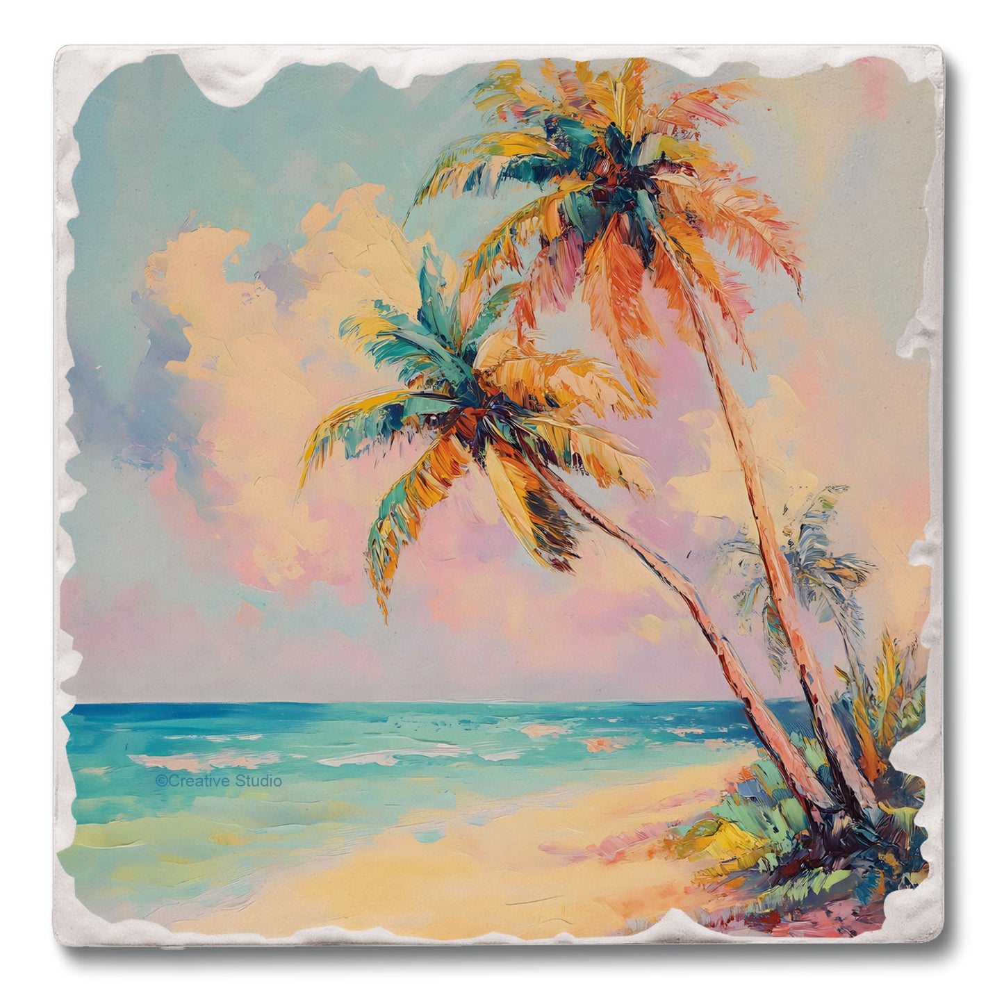 Thirstystone Coastal Scene Single Tumbled Tile Coaster 4" Square Create Your Own Collection