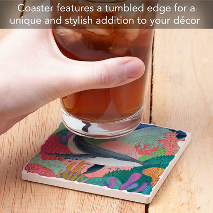 Thirstystone Bright Whale Single Tumbled Tile Coaster 4" Square Create Your Own Collection