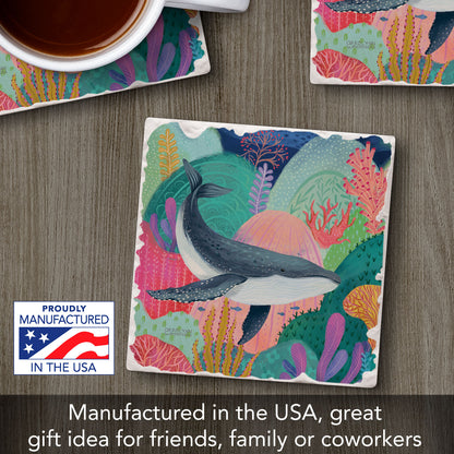 Thirstystone Bright Whale Single Tumbled Tile Coaster 4" Square Create Your Own Collection