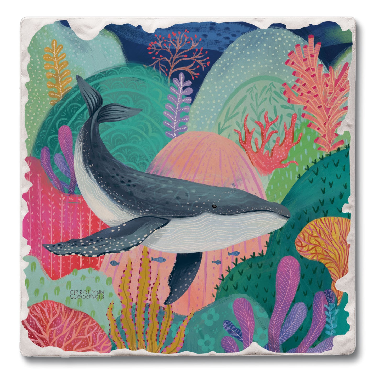 Thirstystone Bright Whale Single Tumbled Tile Coaster 4" Square Create Your Own Collection