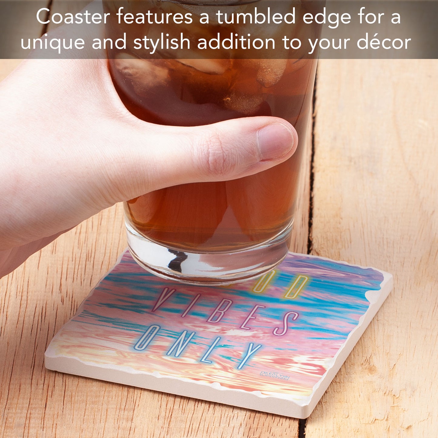 Thirstystone Electro-Vibes Single Tumbled Tile Coaster 4" Square Create Your Own Collection