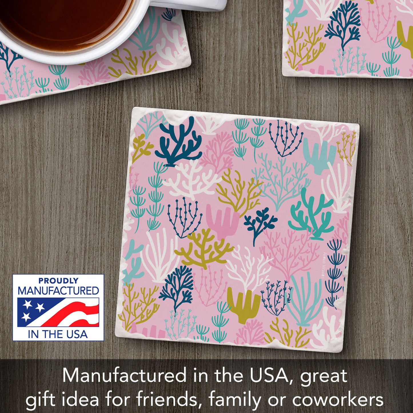 Thirstystone Coral Sea Parade Single Tumbled Tile Coaster 4" Square Create Your Own Collection