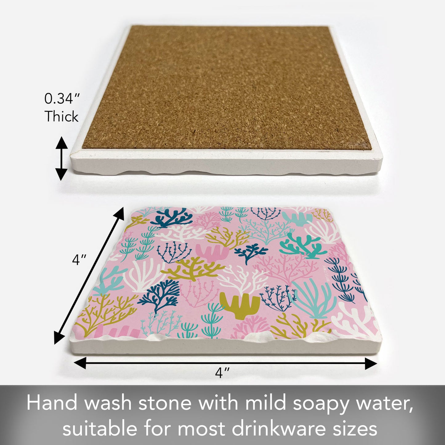 Thirstystone Coral Sea Parade Single Tumbled Tile Coaster 4" Square Create Your Own Collection