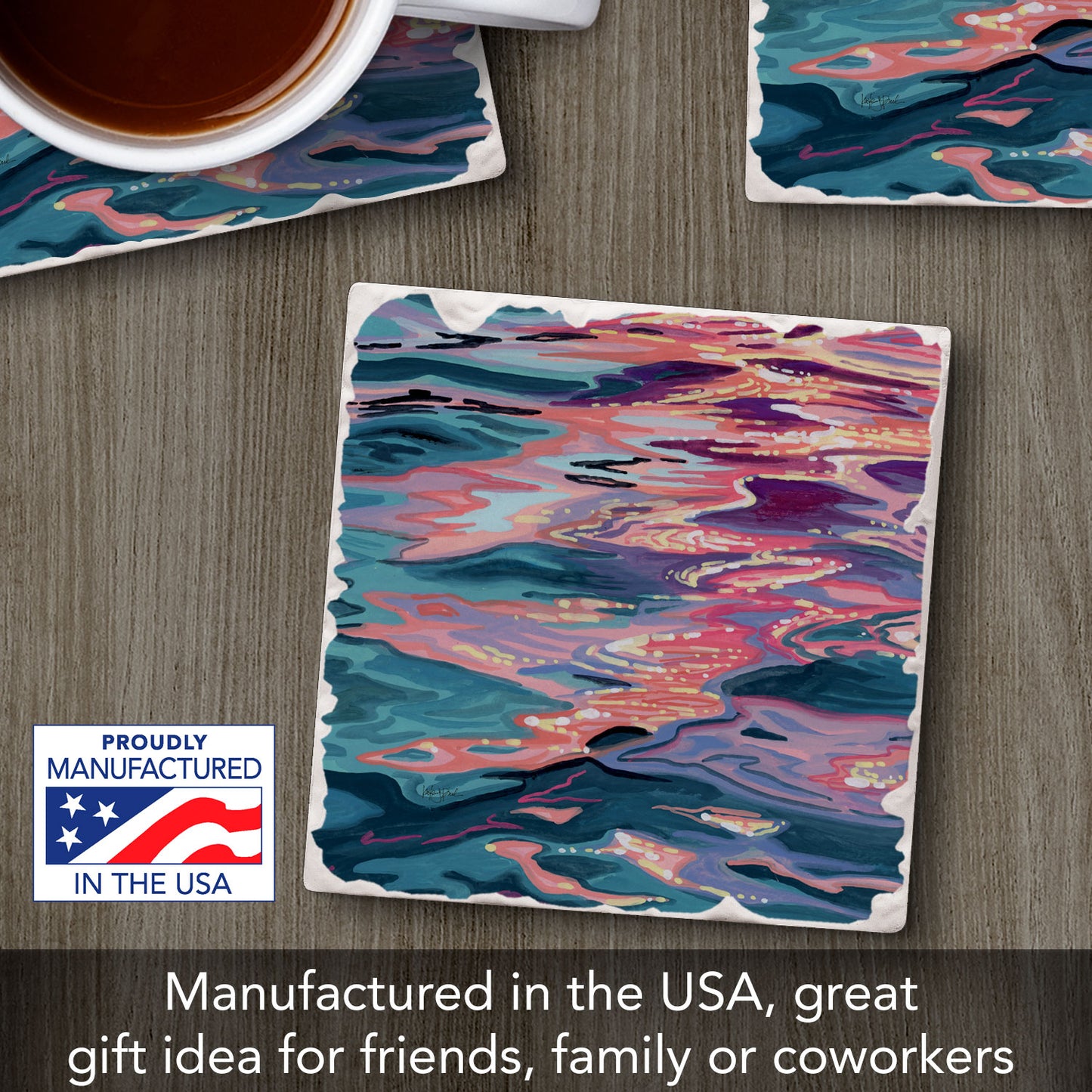 Thirstystone Sunset Reflections Single Tumbled Tile Coaster 4" Square Create Your Own Collection