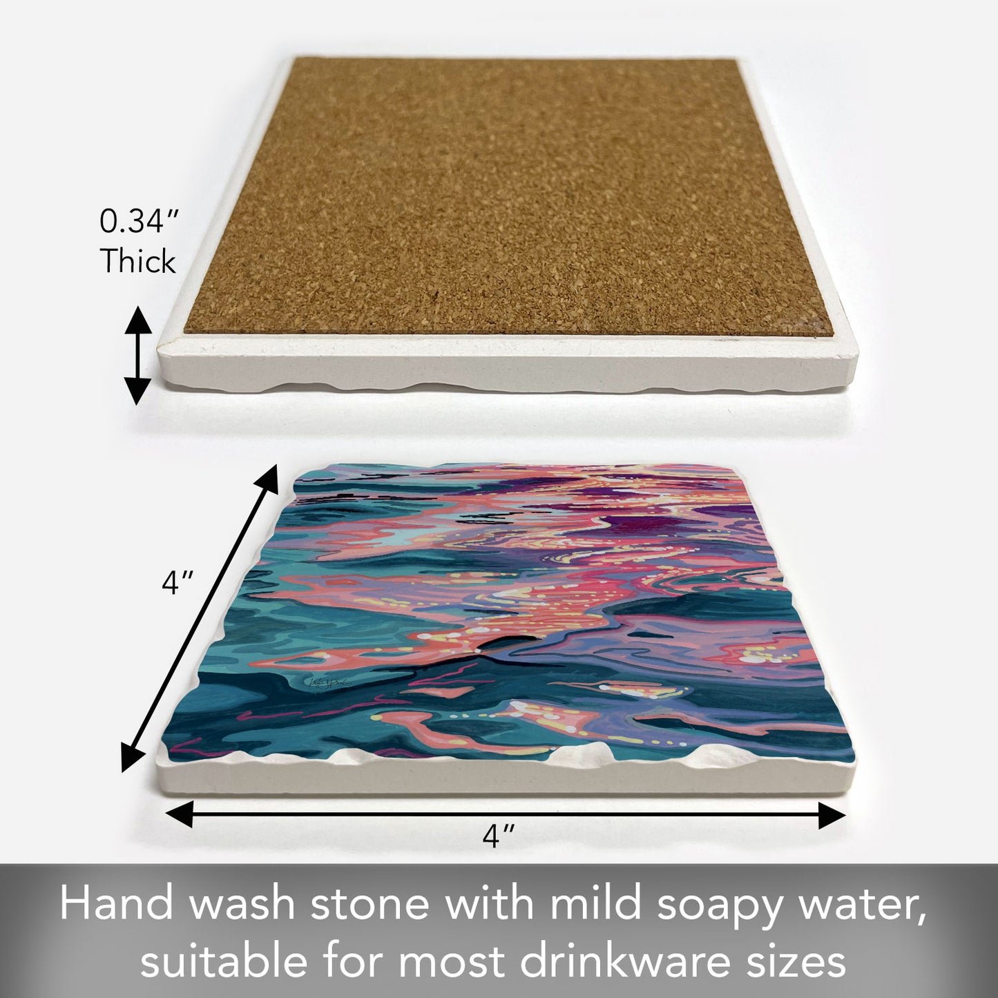 Thirstystone Sunset Reflections Single Tumbled Tile Coaster 4" Square Create Your Own Collection