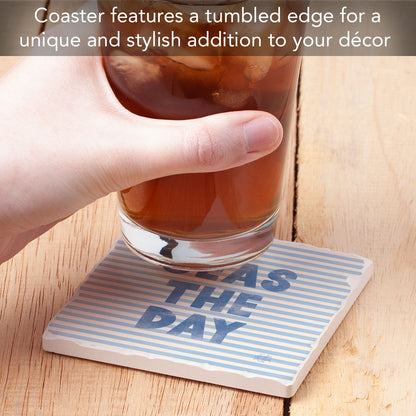 Seas The Day Stripe Single Tumbled Tile Coaster 4" Square Create Your Own Collection