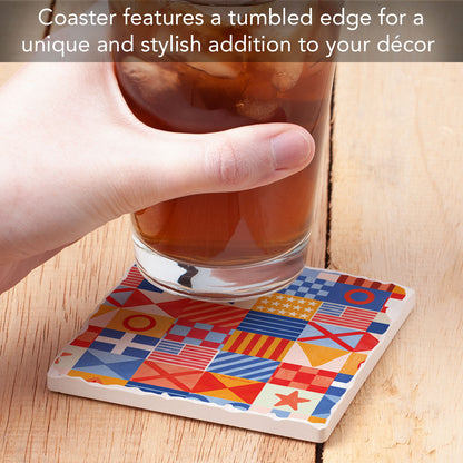 Nautical Flags Single Tumbled Tile Coaster 4" Square Create Your Own Collection