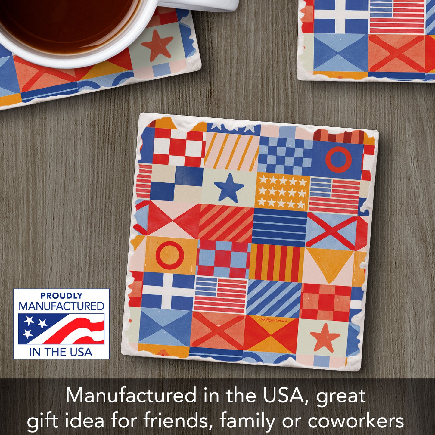 Nautical Flags Single Tumbled Tile Coaster 4" Square Create Your Own Collection