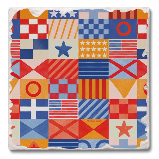 Nautical Flags Single Tumbled Tile Coaster 4" Square Create Your Own Collection