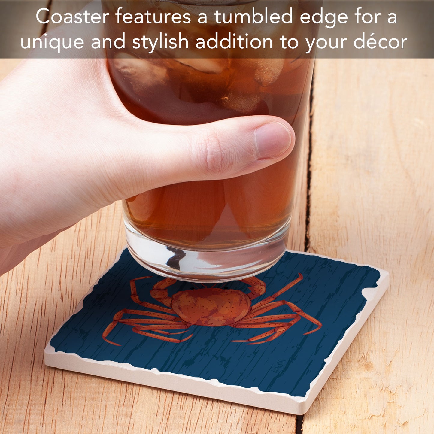 Nautical Crab Single Tumbled Tile Coaster 4" Square Create Your Own Collection
