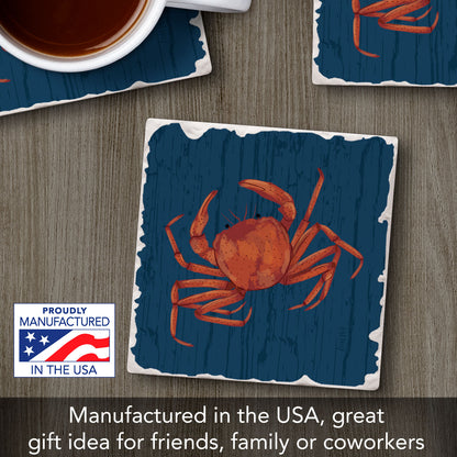 Nautical Crab Single Tumbled Tile Coaster 4" Square Create Your Own Collection