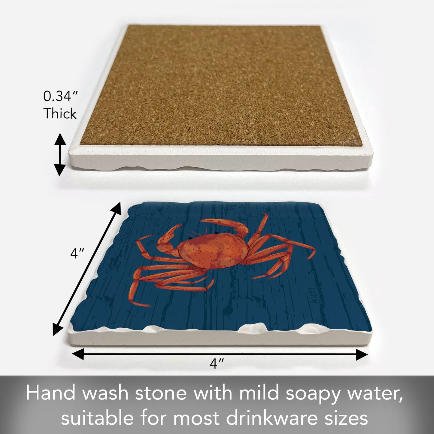 Nautical Crab Single Tumbled Tile Coaster 4" Square Create Your Own Collection