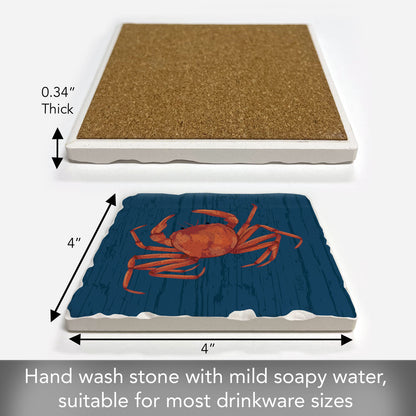 Nautical Crab Single Tumbled Tile Coaster 4" Square Create Your Own Collection