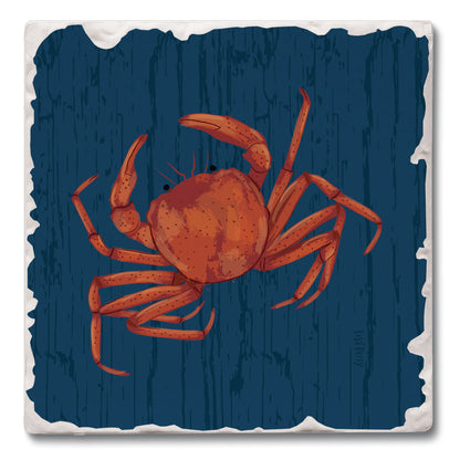 Nautical Crab Single Tumbled Tile Coaster 4" Square Create Your Own Collection