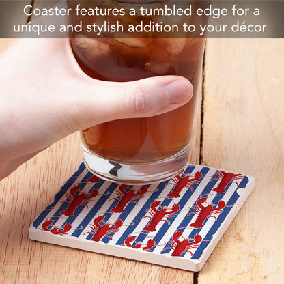 Lobster Stripe Single Tumbled Tile Coaster 4" Square Create Your Own Collection