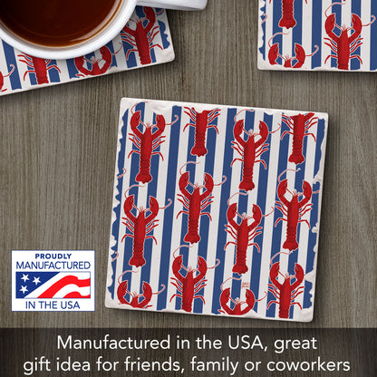Lobster Stripe Single Tumbled Tile Coaster 4" Square Create Your Own Collection