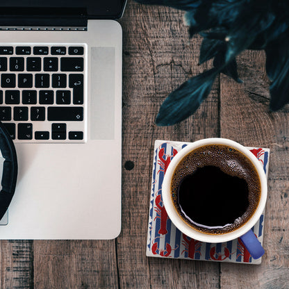 Lobster Stripe Single Tumbled Tile Coaster 4" Square Create Your Own Collection